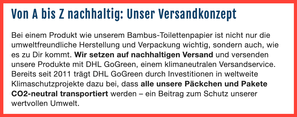 Greenwashing beri Bambus-Toilettenpapier.