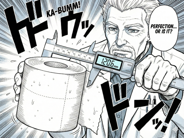 messen einer Klopapier-Rolle